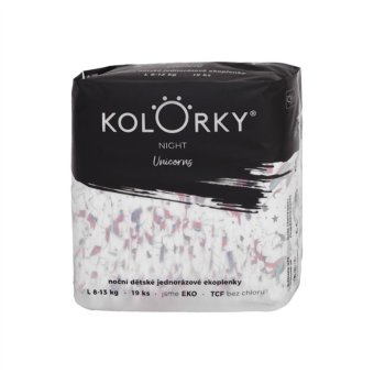Kolorky NIGHT - Dětské pleny - Unicorns - velikost L 8-13 kg (19 ks) CZ
