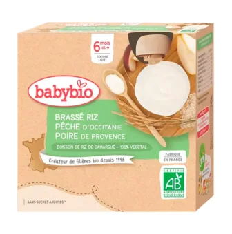 BABYBIO - kaszka ryżowa z brzoskwinią i gruszką 4×85 g PL