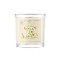Svíčka s dřevěným praskajícím knotem - Green tea & lemon 50 g