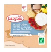 BABYBIO - przekąska z mleka koziego z jabłkiem i malinami 4×85 g