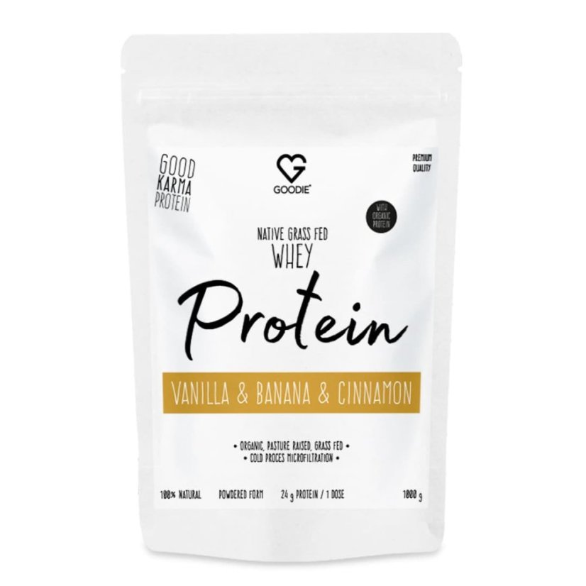Nativní syrovátkový protein BIO GrassFed - vanilka & banán & skořice / Native GrassFed Whey protein - 1000 g CZ