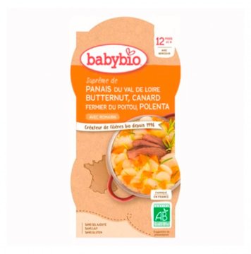 BABYBIO - przekąska na dzień z pasternaku z dynią maślaną, kaczką i polentą 2×200 g
