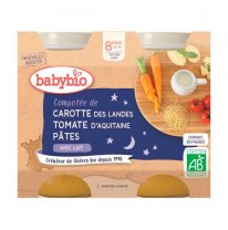 BABYBIO - przekąska na wieczór z marchwi i pomidorów z makaronem 2×200 g