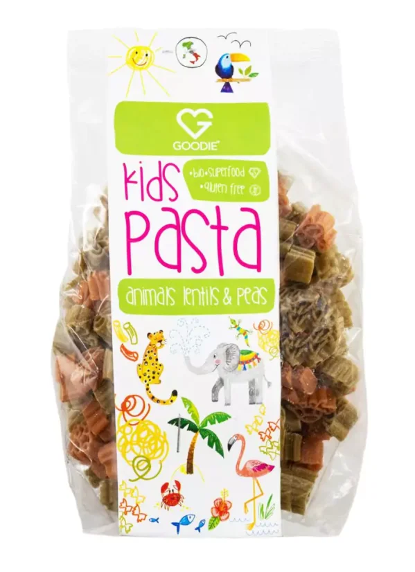 Dětské Těstoviny z červené čočky a zeleného hrášku - zvířátka -  BIO 250 g SK