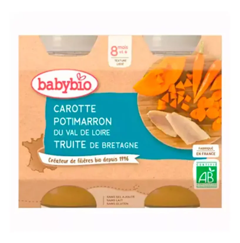 BABYBIO - svačinka z mrkve a dýně se pstruhem 2x200 g SK