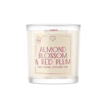 Świeca z drewnianym trzaskającym knotem - Almond Blossom & Red Plum 50 g