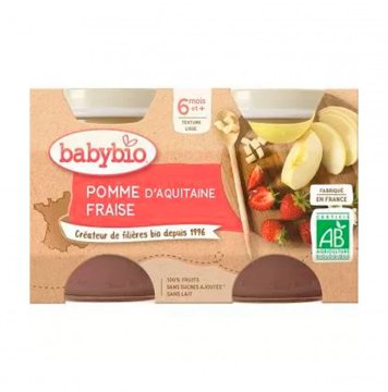 BABYBIO - przekąska owocowa z jabłko, truskawki 2×130 g