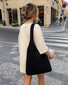 Knitted Bag Black - Torba pleciona czarna 1 szt.