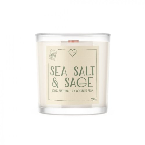 Svíčka s dřevěným praskajícím knotem – Sea Salt & Sage 50 g