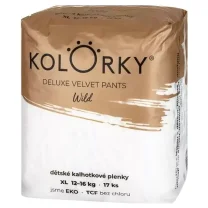 Kolorky DELUXE VELVET - Dětské kalhotkové pleny Wild - velikost XL 12-16 kg (17 ks)