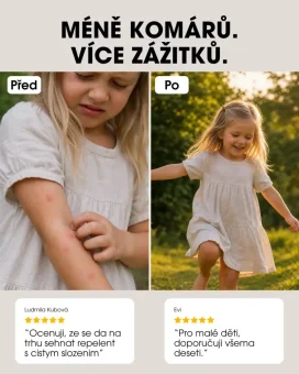 CZ Přírodní repelent před a po použití u dítěte