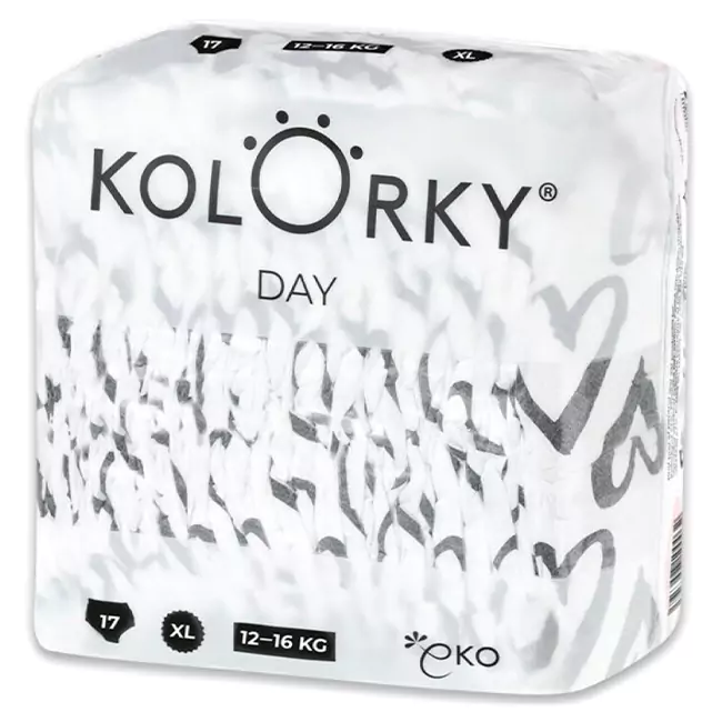 Kolorky DAY - Dětské pleny - Hearts - velikost XL 12-16 kg (17 ks) CZ