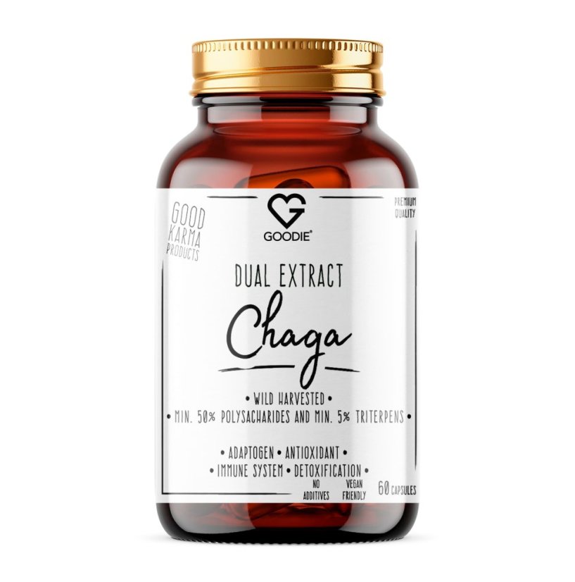 Chaga - dvojitý extrakt s min. 50 % polysacharidov, divoko rastúca - 60 kapsúl SK
