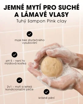 Tuhý šampón - Pink clay 45 g
