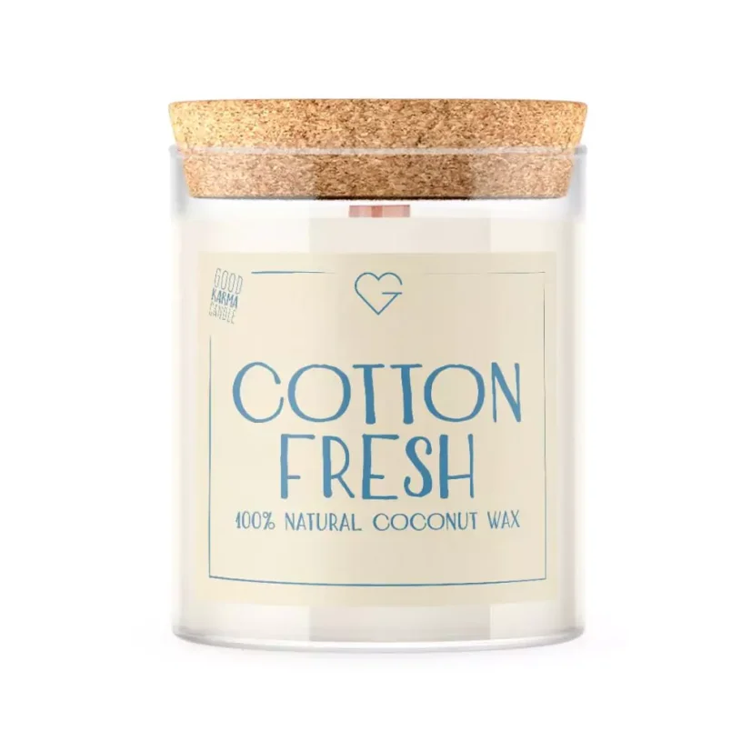 Svíčka s dřevěným praskajícím knotem - Cotton Fresh 160 g