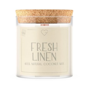 Svíčka s dřevěným praskajícím knotem - Fresh Linen 280 g