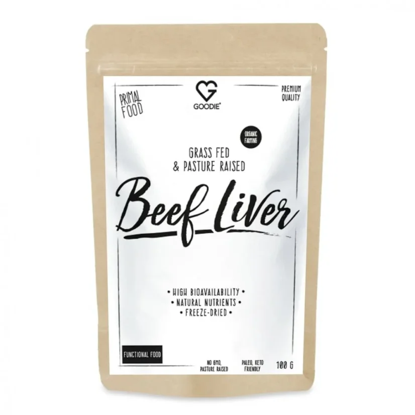 Hovězí játra - mrazem sušená - volný chov - organické BIO zemědělství - 100 g