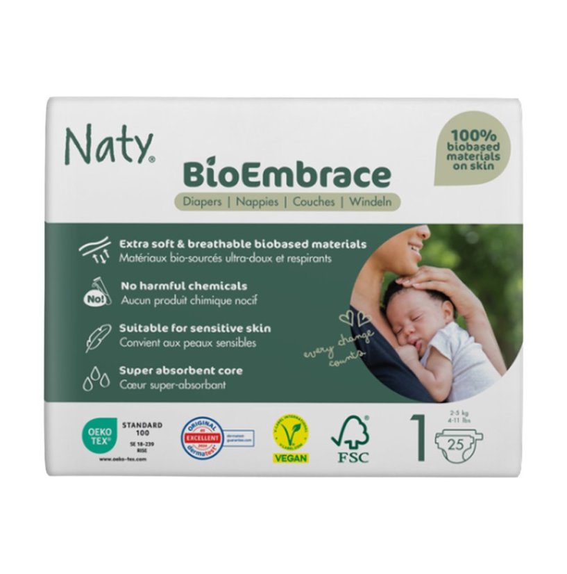 Eco by Naty - Detské plienky - veľkosť 1 - od 2 do 5 kg (25 ks) SK