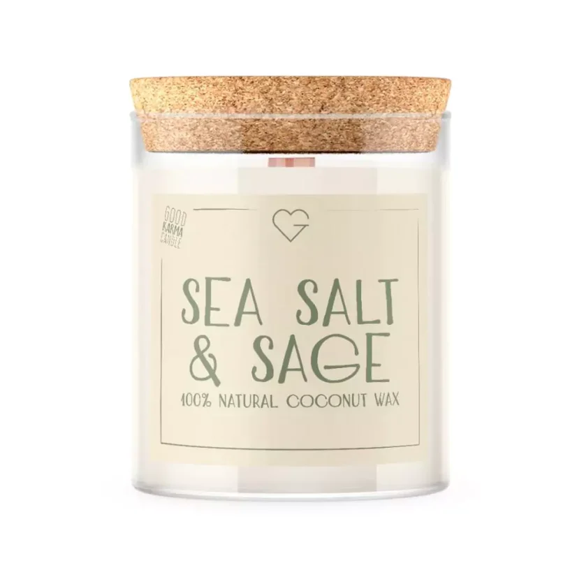 Sviečka s dreveným praskajúcim knôtom – Sea Salt & Sage 160 g SK