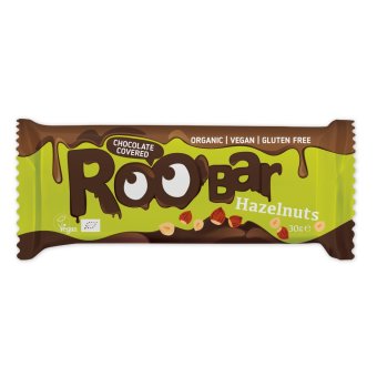 Roobar Chocolate covered hazelnut bar BIO 30g CZ