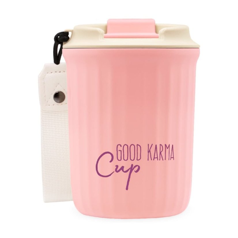 Good Karma Travel Cup - Cestovní termohrnek - RŮŽOVÝ - 360 ml CZ