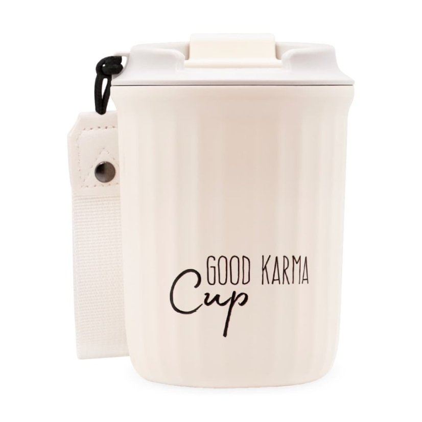 Good Karma Travel Cup - Cestovný termohrnček - BIELY - 360 ml SK