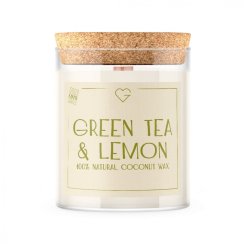 Svíčka s dřevěným praskajícím knotem - Green tea & lemon 160 g