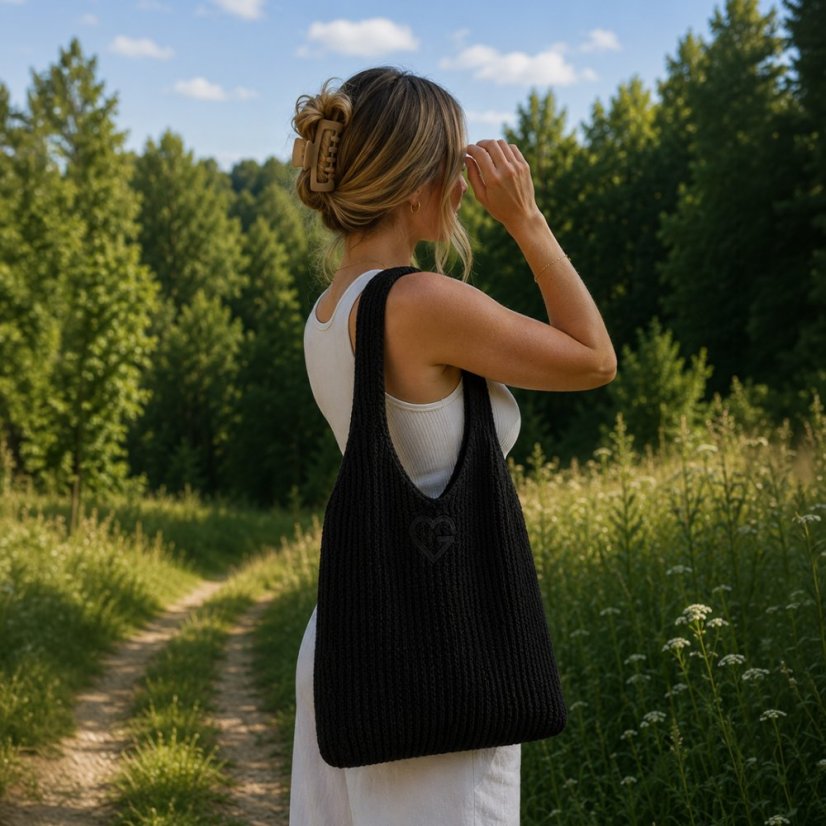 Knitted Bag Black - Torba pleciona czarna 1 szt.