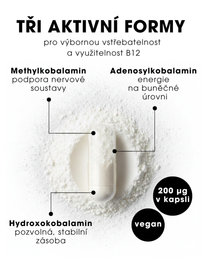 Aktívny vitamín B12 komplex – 3 formy B12 – 60 kapsúl