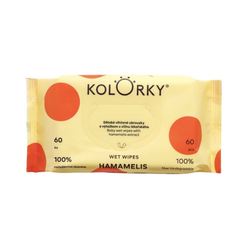 KOLORKY WET WIPES - Hamamelis - 60 ks - dětské vlhčené ubrousky s výtažkem z vilínu lékařského CZ