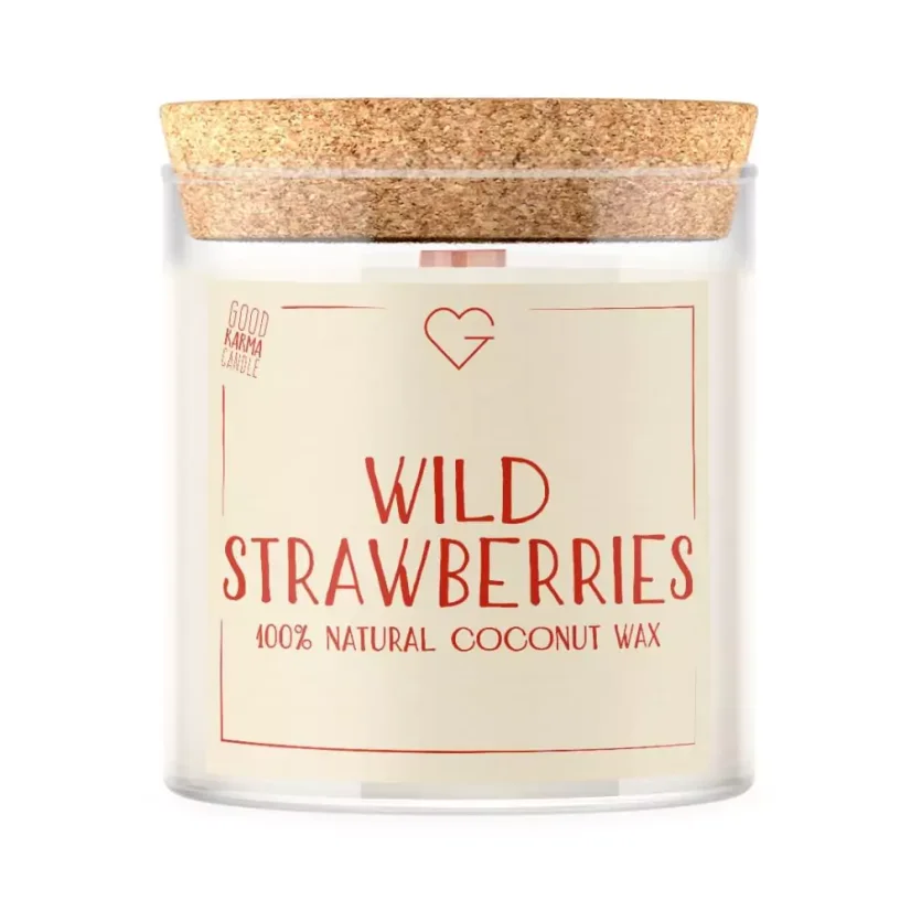 Svíčka s dřevěným praskajícím knotem - Lesní jahody - Wild Strawberries 280 g CZ
