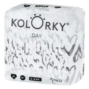 Kolorky DAY - Dětské pleny - Hearts - velikost M 5-8 kg (21 ks)