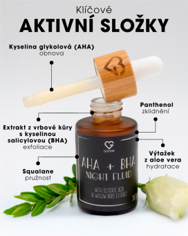 AHA + BHA serum – nocny fluid z kwasem glikolowym i ekstraktem z kory wierzby, 30 ml | Goodie