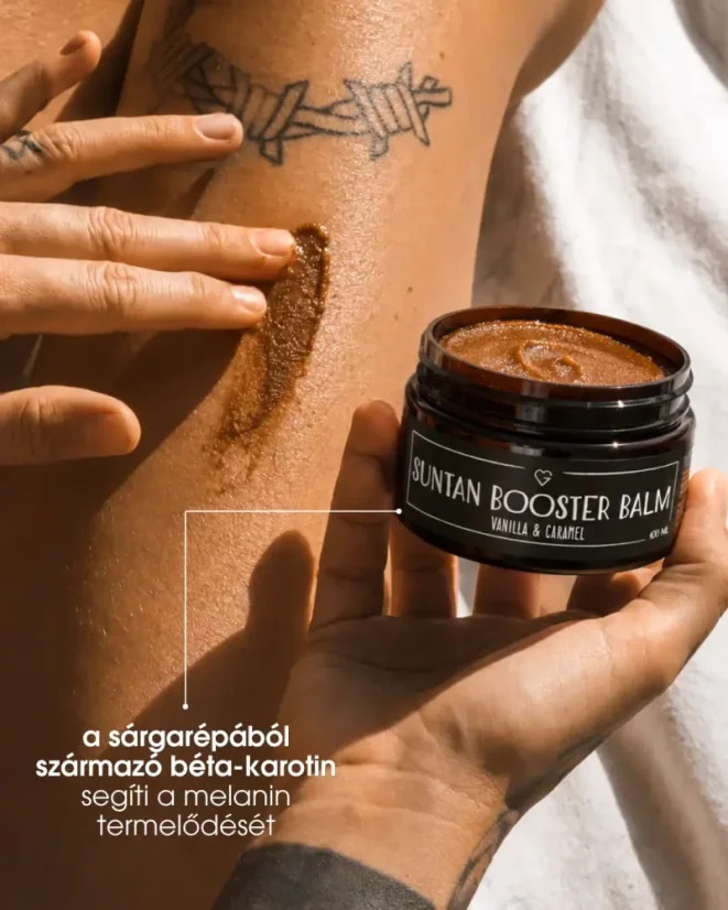 Sun Glow Booster - balzsam a barnulás támogatására – Vanilla & Caramel 100 ml HU