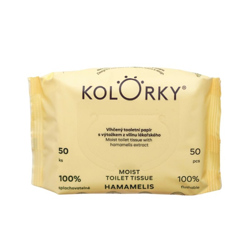 KOLOROWY NAWILŻONY PAPIER TOALETOWY - Hamamelis - 50 szt. - nawilżany papier toaletowy z ekstraktem z oczaru wirginijskiego