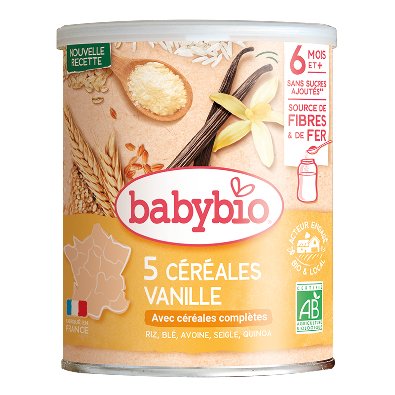 BABYBIO - Nemléčná obilná 5zrnná kaše s vanilkou BIO - 220g