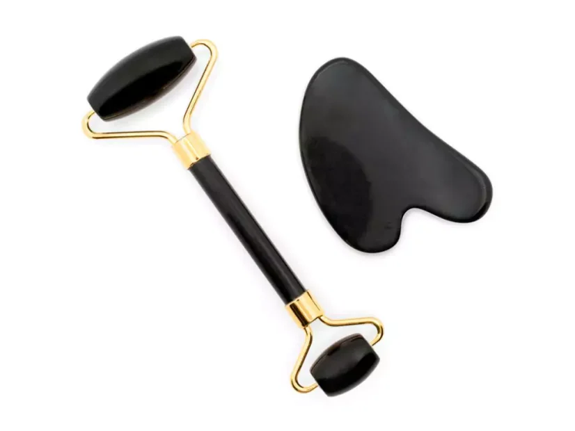 Face Massage Set (Jade roller & Gua Sha) - BLACK SK