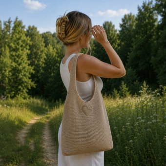 Knitted Bag Beige - Torba pleciona beżowa 1 szt.