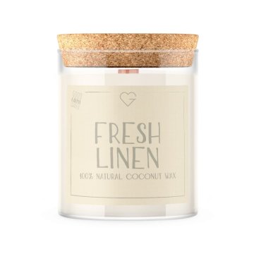 Svíčka s dřevěným praskajícím knotem - Fresh Linen 160 g