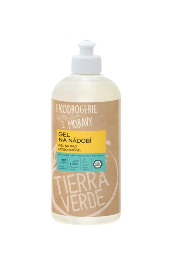 Tierra Verde Gel na nádobí – BIO sladká máta (lahev 500 ml) CZ