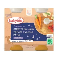 BABYBIO - przekąska na wieczór z marchwi i pomidorów z makaronem 2×200 g