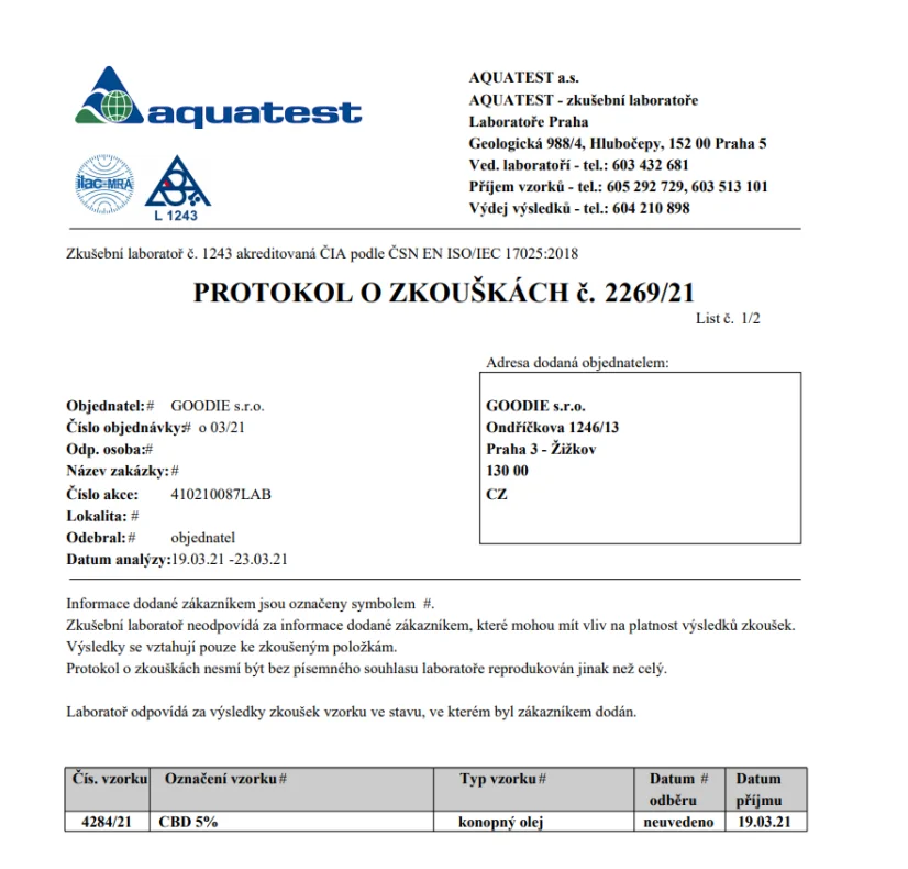 CBG - Konopný olej 5% full spectrum 10 ml