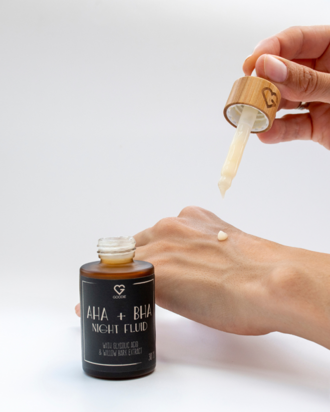 AHA + BHA Noční fluid s kyselinou glykolovou a extraktem z vrbové kůry 30 ml_2