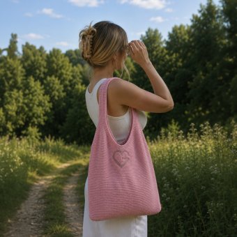 Knitted Bag Pink - Pletená taška Růžová 1 ks