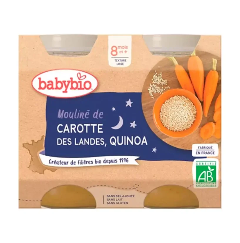 BABYBIO - večerní svačinka z mrkvového mouliné a quinoa 2x200 g CZ