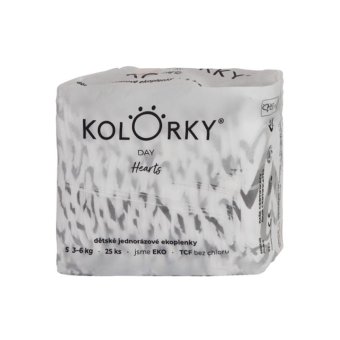 Kolorky DAY - Dětské pleny - Hearts - velikost S 3-6 kg (25 ks) CZ