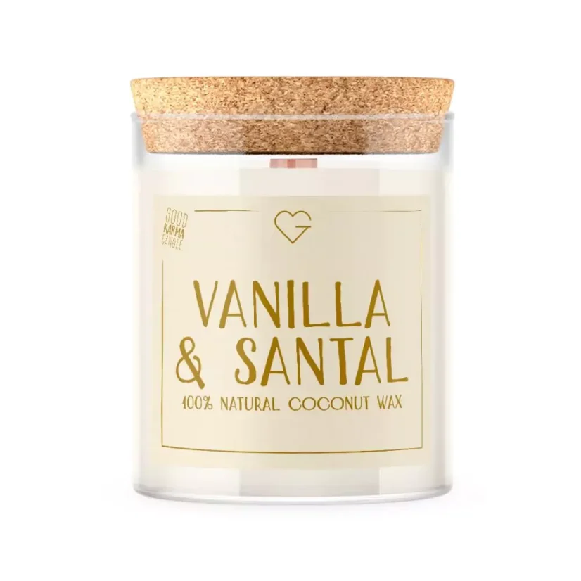 Svíčka s dřevěným praskajícím knotem - Vanilla & Santal 160 g CZ