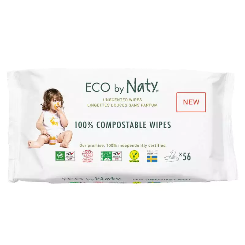 Eco by Naty - Vlhčené ubrúsky - bez vône (56 ks) SK