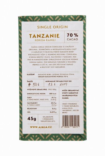 AJALA - Tanzania Kakao Kamili 70% single origin čokoláda 45 g
