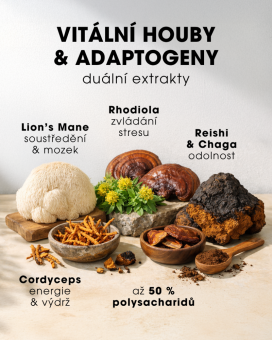 Coffree Vital Mushrooms - 5 synergických druhů - duální extrakty 120 g CZ